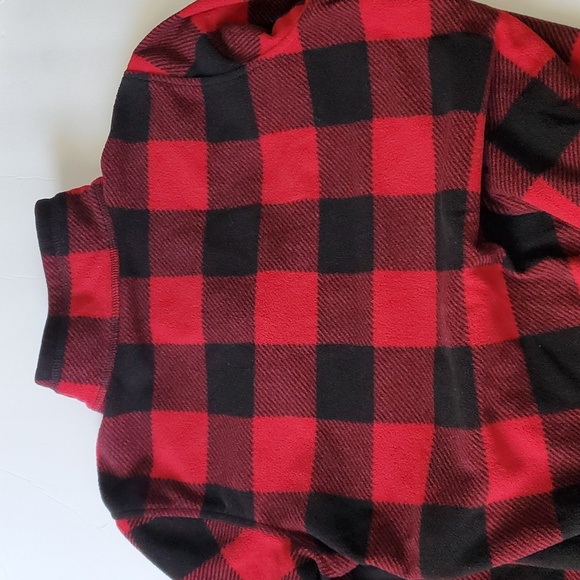 Buffalo Plaid Fleece Boys Size 10 12 Lands End Red Black Fleece Plaid Pullover - Picture 2 of 12
